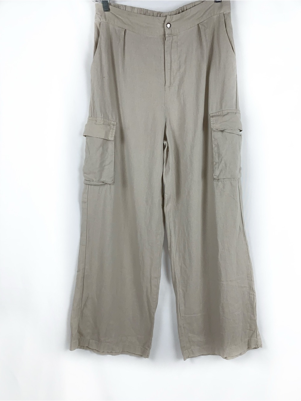 Tahari Linen Blend Wide Leg Cargo Pants